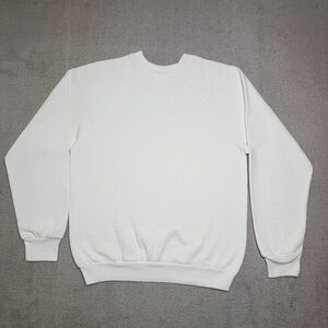 Vintage 90s Tultex Blank Sweatshirt Men’s Medium White Crewneck Pullover